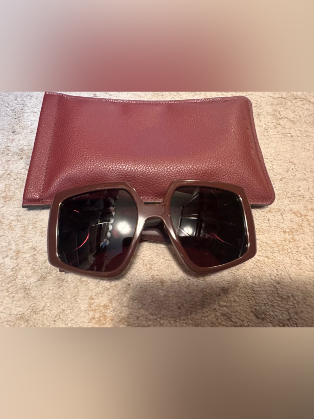 Etro Burgundy Square Sunglasses with Matching Case